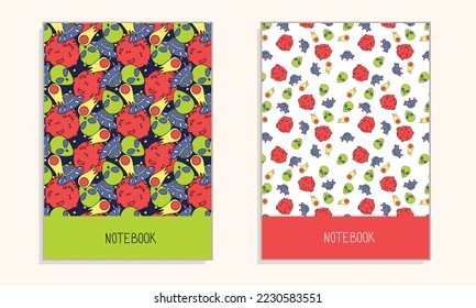 Cover for notebook or any documents in cartoon doodle color style. Vector illustration.