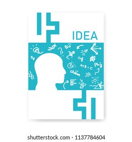 Cover notebook mind thinking flat design, Sketch hand drawn science icons, sign and symbol concept background, vector illustration