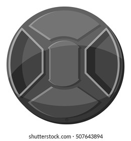 Cover on lens camera icon. Gray monochrome illustration of cover on lens camera vector icon for web
