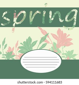 Cover on the notebook spring. Green. Vector