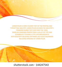 Cover with orange smoke on yellow background. Vector illustration, contains transparencies, gradients and effects.
