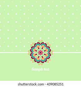 Cover, Oriental-style card. Cute picture dots. Gentle light green tone. Mandala - Decoration
