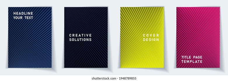Juego de diseño vectorial de diseño abstracto de portada. Patrones de fondo de textura de líneas cruzadas. Plantillas corporativas. El gradiente científico cubre la colección gráfica.