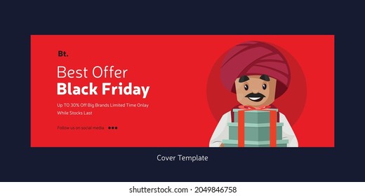 Cover page of black Friday best offer of the year cartoon style template. 