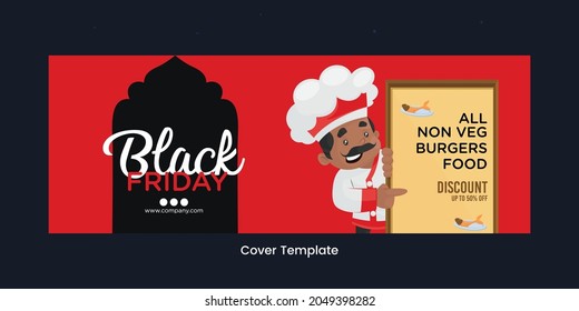 Cover page of black Friday cartoon style template. 