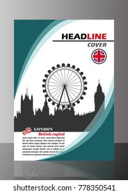 Cover page and brochure design with London of England. Flyer Design Cover for business and travel purposes. Concepts for book covers and flyers to promote London.