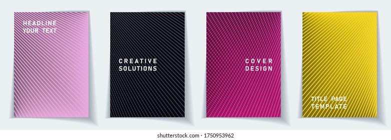 Cover page cool layout vector design set. Crossed lines texture background patterns. Corporate templates.  Business gradient covers graphic collectoin.