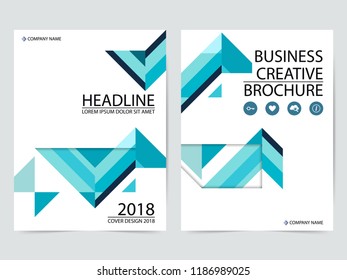 Cover page design. Corporate business template for brochure, annual report, catalog, magazine. Layout with triangle photo and abstract triangle shapes. Creative poster, flyer or banner concept