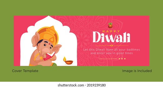 Cover page design of happy Diwali festival of lights template.