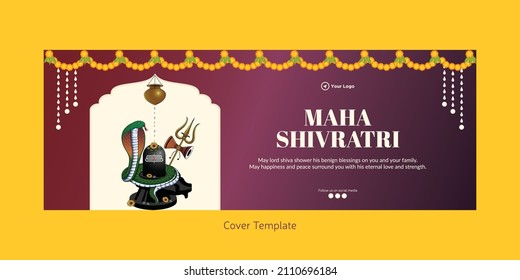 Cover page design of happy Maha Shivratri template.