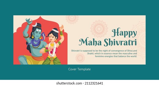 Cover page design of happy Maha Shivratri Indian festival template.