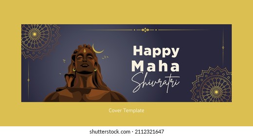 Cover page design of happy Maha Shivratri Indian festival template.