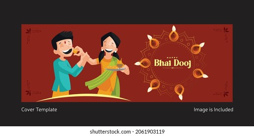 Cover page design of Indian festival happy bhai dooj template.