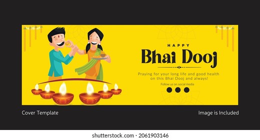 Cover page design of Indian festival happy bhai dooj template.