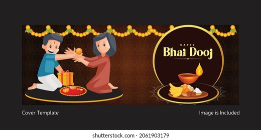 Cover page design of Indian festival happy bhai dooj template.