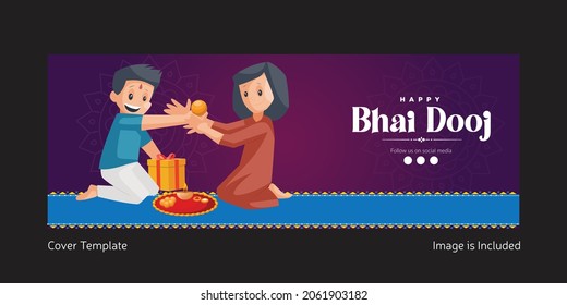 Cover page design of Indian festival happy bhai dooj template.
