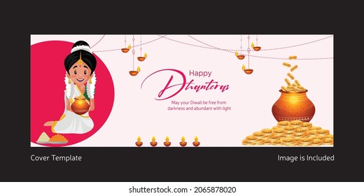 Cover page design of Indian festival happy Dhanteras template.