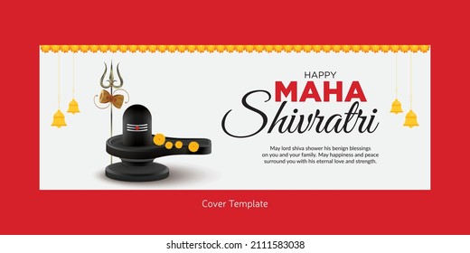 Cover page design of Indian festival happy Maha Shivratri template.