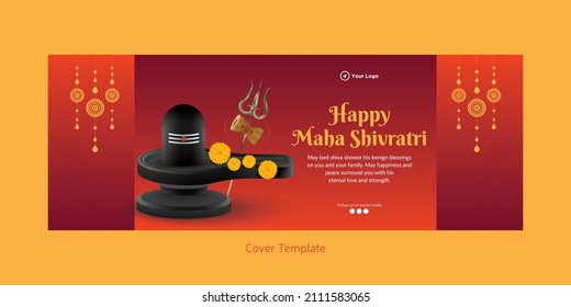 Cover page design of Indian festival happy Maha Shivratri template.