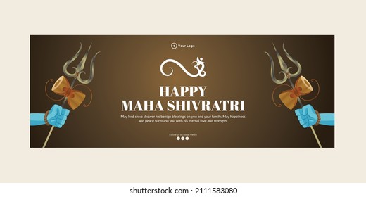 Cover page design of Indian festival happy Maha Shivratri template.