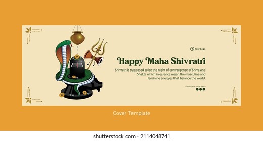 Cover page design of Indian festival happy Maha Shivratri template.