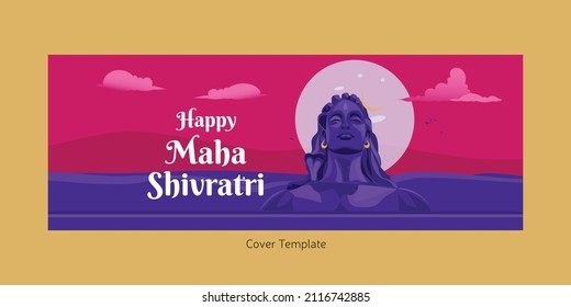 Cover page design of Indian festival happy Maha Shivratri template.