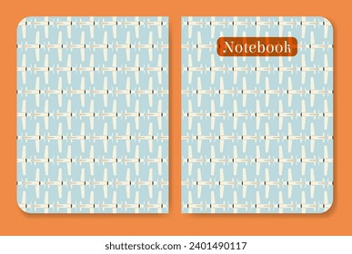 Cover page design for notebook in funny style. Kids pattern with planes, airplanes.