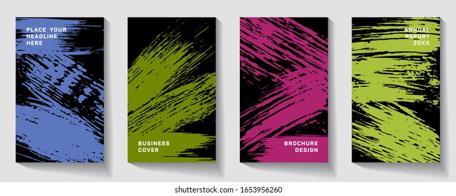 Cover page design template. Annual report. Abstract Brochure design. Brilliant trendy abstract cover page. Pink and blue grunge texture background. Curious poster.