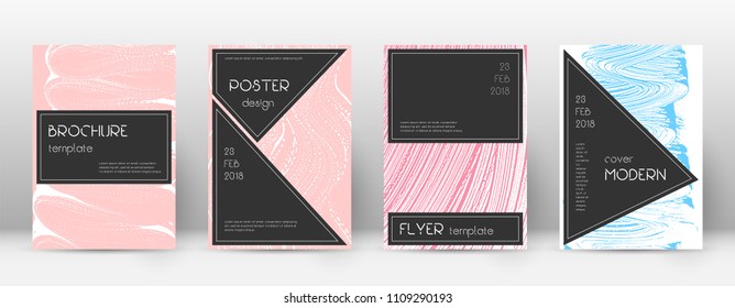 Cover page design template. Black brochure layout. Beautiful trendy abstract cover page. Pink and blue grunge texture background. Cool poster.