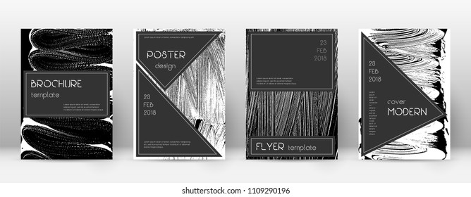 Cover page design template. Black brochure layout. Beauteous trendy abstract cover page. Black and white grunge texture background. Incredible poster.