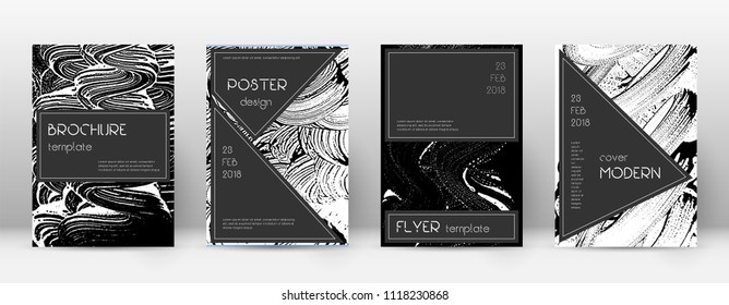 Cover page design template. Black brochure layout. Beauteous trendy abstract cover page. Black and white grunge texture background. Fancy poster.