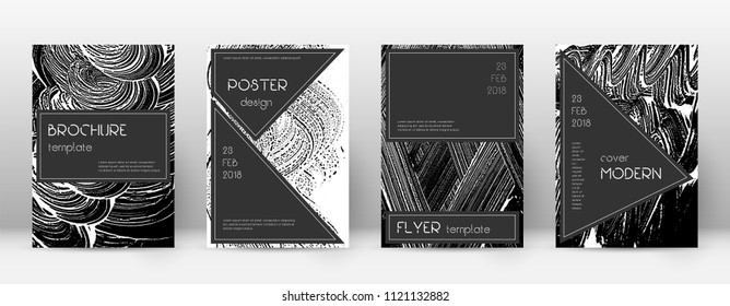 Cover page design template. Black brochure layout. Beauteous trendy abstract cover page. Black and white grunge texture background. Impressive poster.