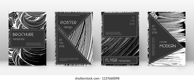 Cover page design template. Black brochure layout. Beauteous trendy abstract cover page. Black and white grunge texture background. Pleasant poster.