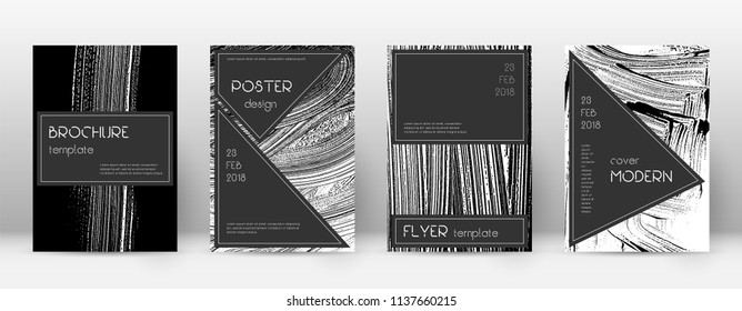 Cover page design template. Black brochure layout. Beauteous trendy abstract cover page. Black and white grunge texture background. Imaginative poster.