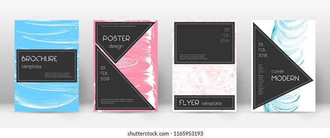 Cover page design template. Black brochure layout. Beautiful trendy abstract cover page. Pink and blue grunge texture background. Captivating poster.