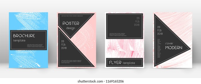 Cover page design template. Black brochure layout. Beautiful trendy abstract cover page. Pink and blue grunge texture background. Alluring poster.