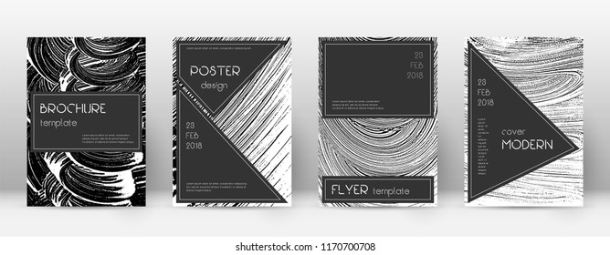 Cover page design template. Black brochure layout. Beauteous trendy abstract cover page. Black and white grunge texture background. Interesting poster.