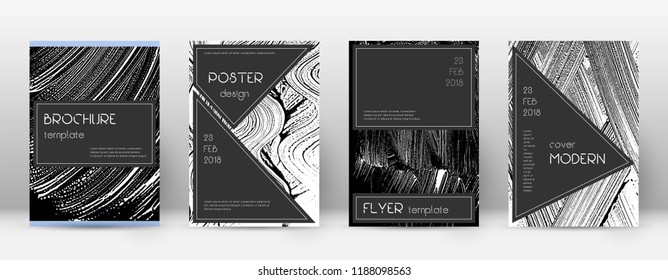 Cover page design template. Black brochure layout. Beauteous trendy abstract cover page. Black and white grunge texture background. Mind-blowing poster.
