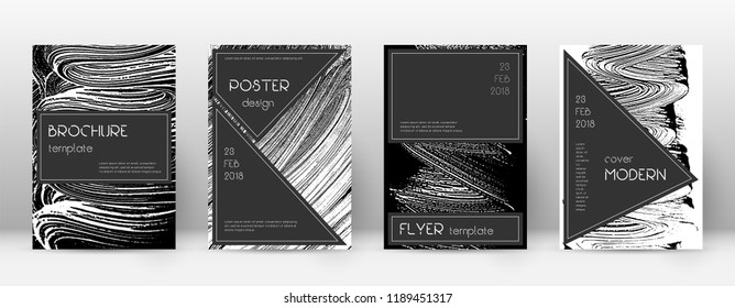 Cover page design template. Black brochure layout. Beauteous trendy abstract cover page. Black and white grunge texture background. Flawless poster.