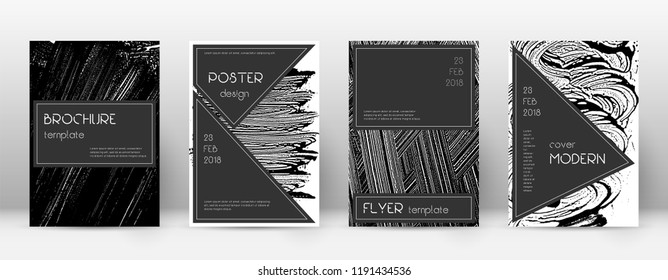 Cover page design template. Black brochure layout. Beauteous trendy abstract cover page. Black and white grunge texture background. Radiant poster.