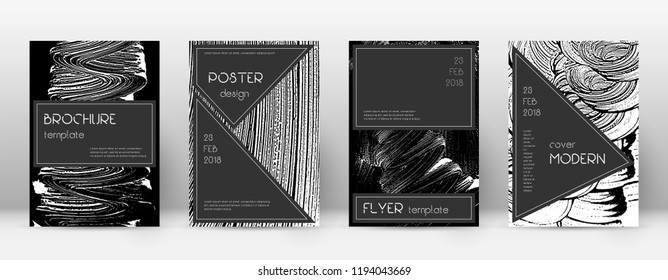 Cover page design template. Black brochure layout. Beauteous trendy abstract cover page. Black and white grunge texture background. Magnetic poster.