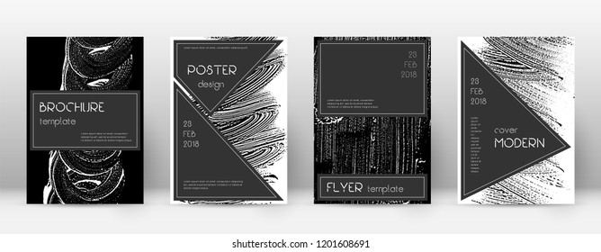 Cover page design template. Black brochure layout. Beauteous trendy abstract cover page. Black and white grunge texture background. Memorable poster.