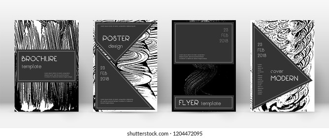 Cover page design template. Black brochure layout. Beauteous trendy abstract cover page. Black and white grunge texture background. Likable poster.