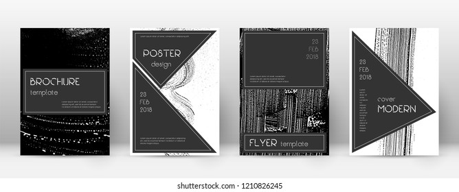 Cover page design template. Black brochure layout. Beauteous trendy abstract cover page. Black and white grunge texture background. Grand poster.