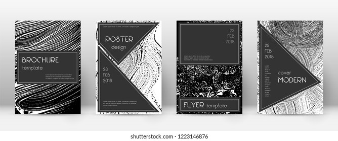 Cover page design template. Black brochure layout. Beauteous trendy abstract cover page. Black and white grunge texture background. Fresh poster.