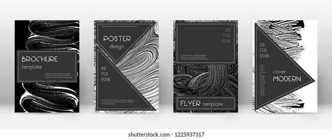 Cover page design template. Black brochure layout. Beauteous trendy abstract cover page. Black and white grunge texture background. Marvelous poster.