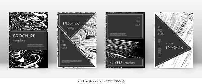 Cover page design template. Black brochure layout. Beauteous trendy abstract cover page. Black and white grunge texture background. Overwhelming poster.