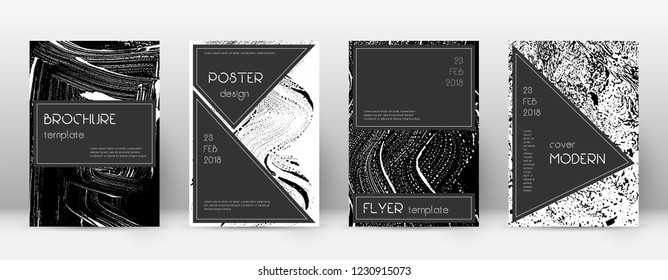 Cover page design template. Black brochure layout. Beauteous trendy abstract cover page. Black and white grunge texture background. Noteworthy poster.