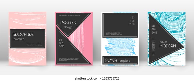 Cover page design template. Black brochure layout. Beauteous trendy abstract cover page. Pink and blue grunge texture background. Stunning poster.