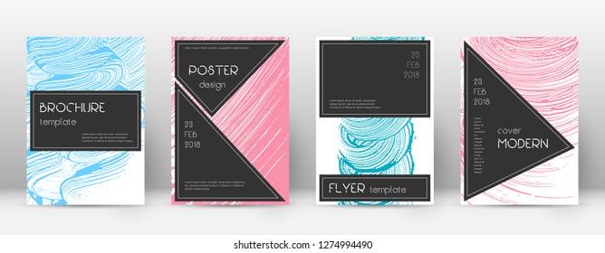 Cover page design template. Black brochure layout. Beautiful trendy abstract cover page. Pink and blue grunge texture background. Divine poster.